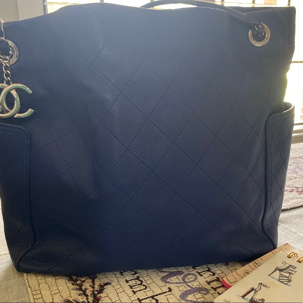 Authentic Chanel blue quilted Caviar